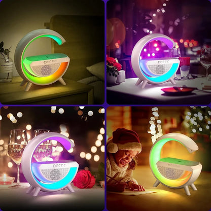 G Speaker Lamp - APP Control 3 in 1 Multi-Function Bluetooth Speaker with Wireless Fast Charging, RGB Light and Sunrise Alarm Clock for Bedroom & Bedside Table Wireless Charger Lamp